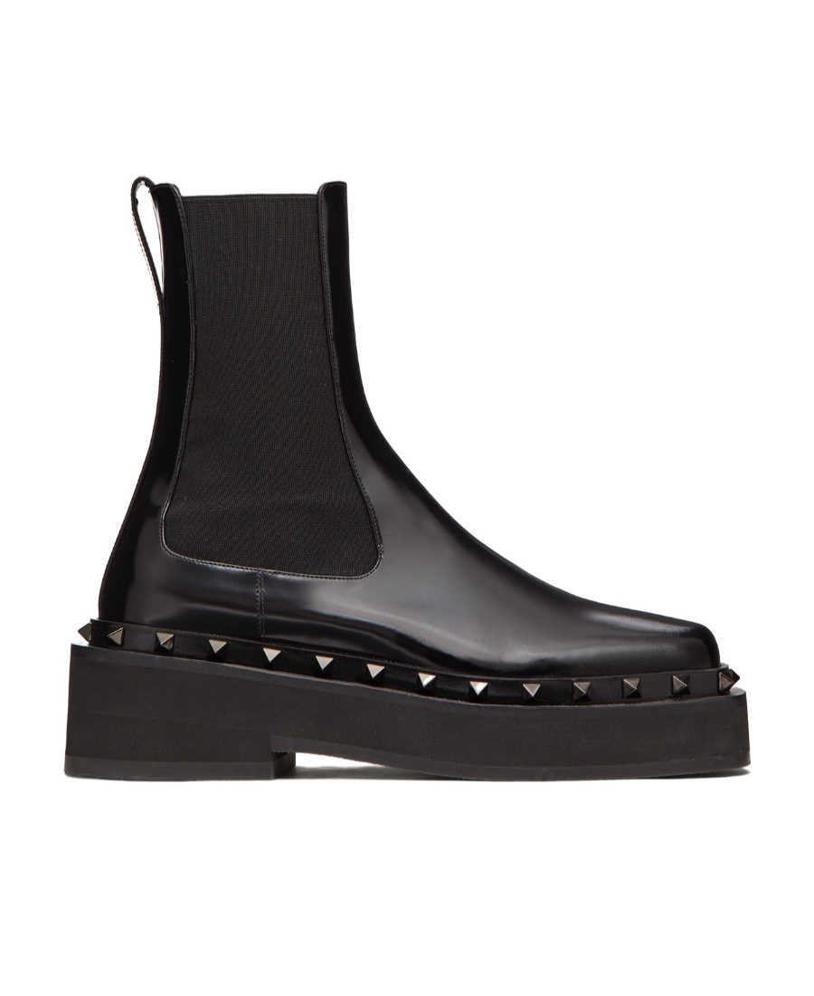 Valentino 50mm Rockstud M-way Leather Ankle Boots In Black