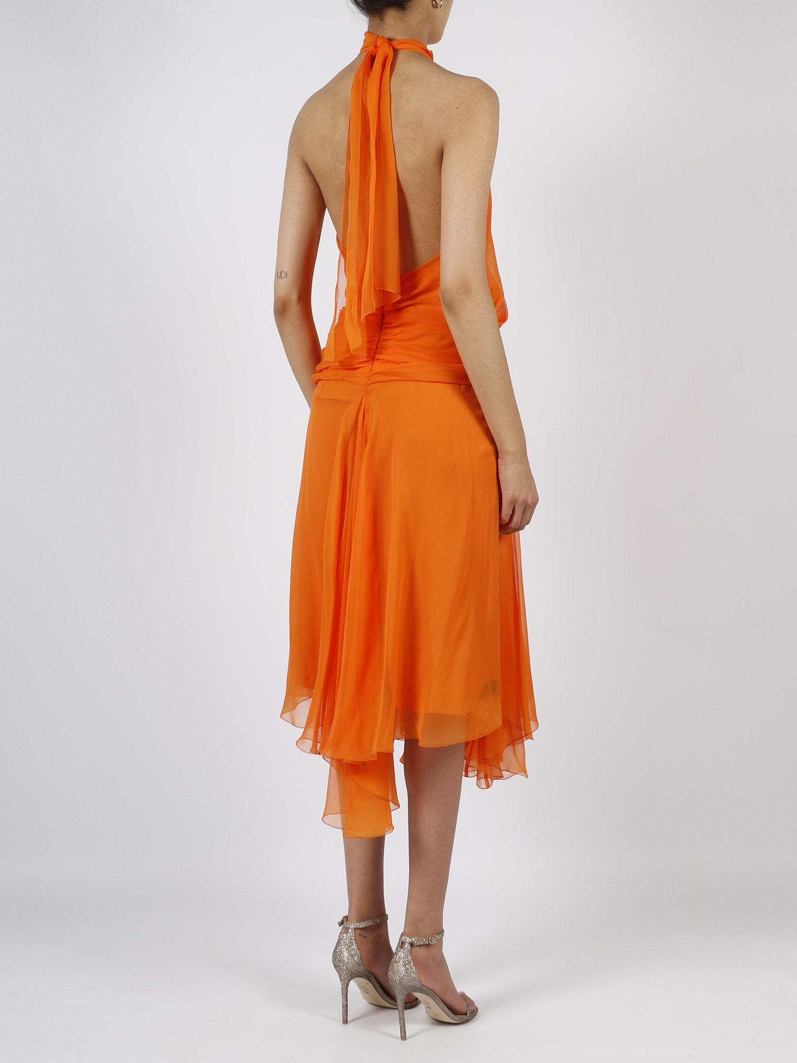 Alberta Ferretti Logo Dress In Red