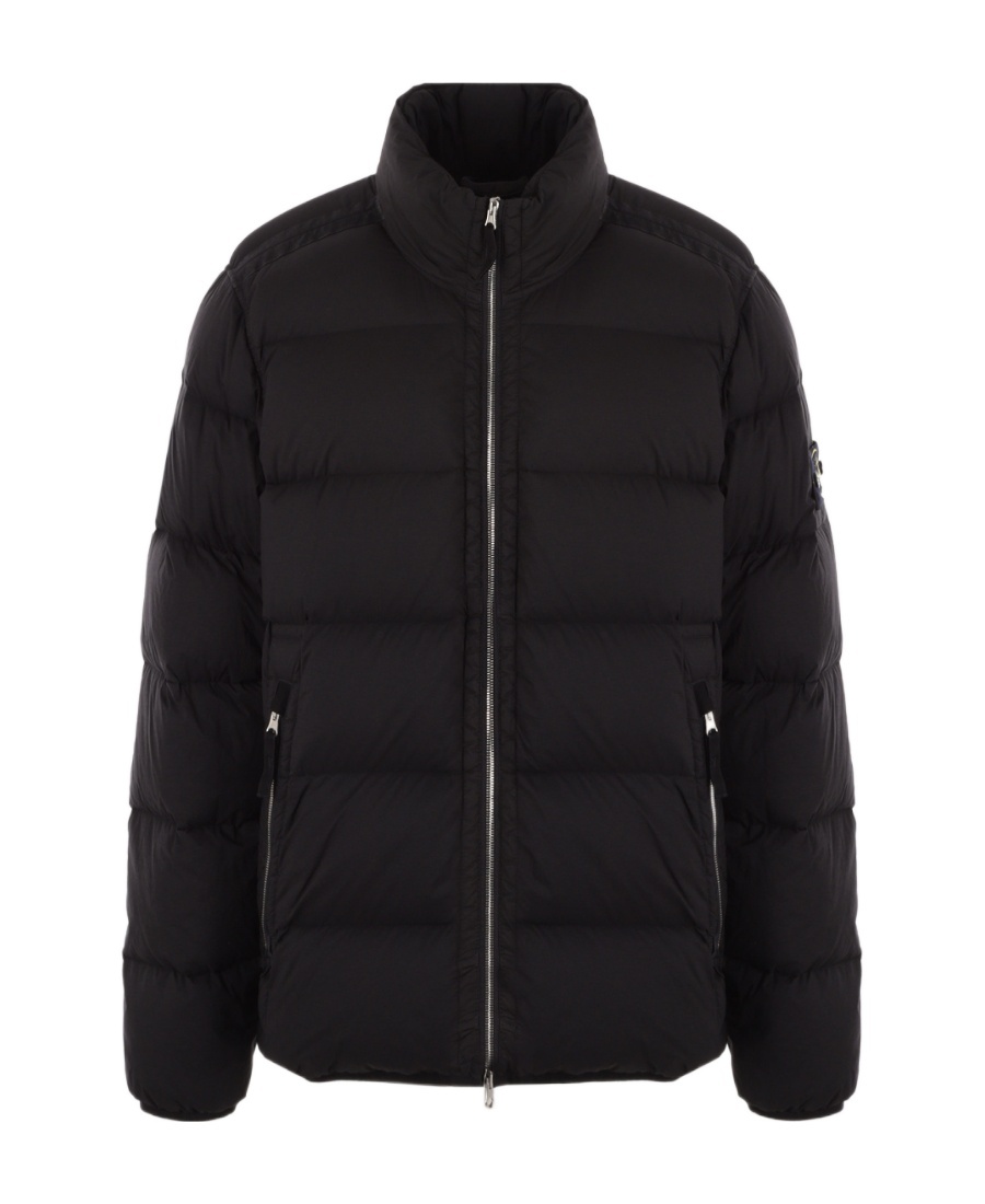 Stone Island Compass-patch Padded Down Jacket In Black