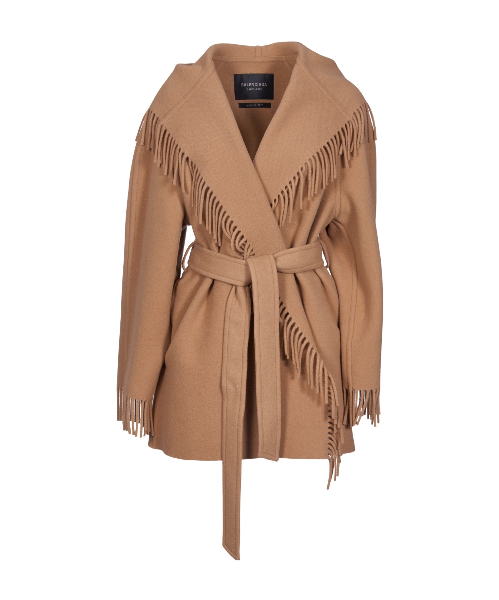 Balenciaga Fringed-edge Hooded Cardi-coat In Brown