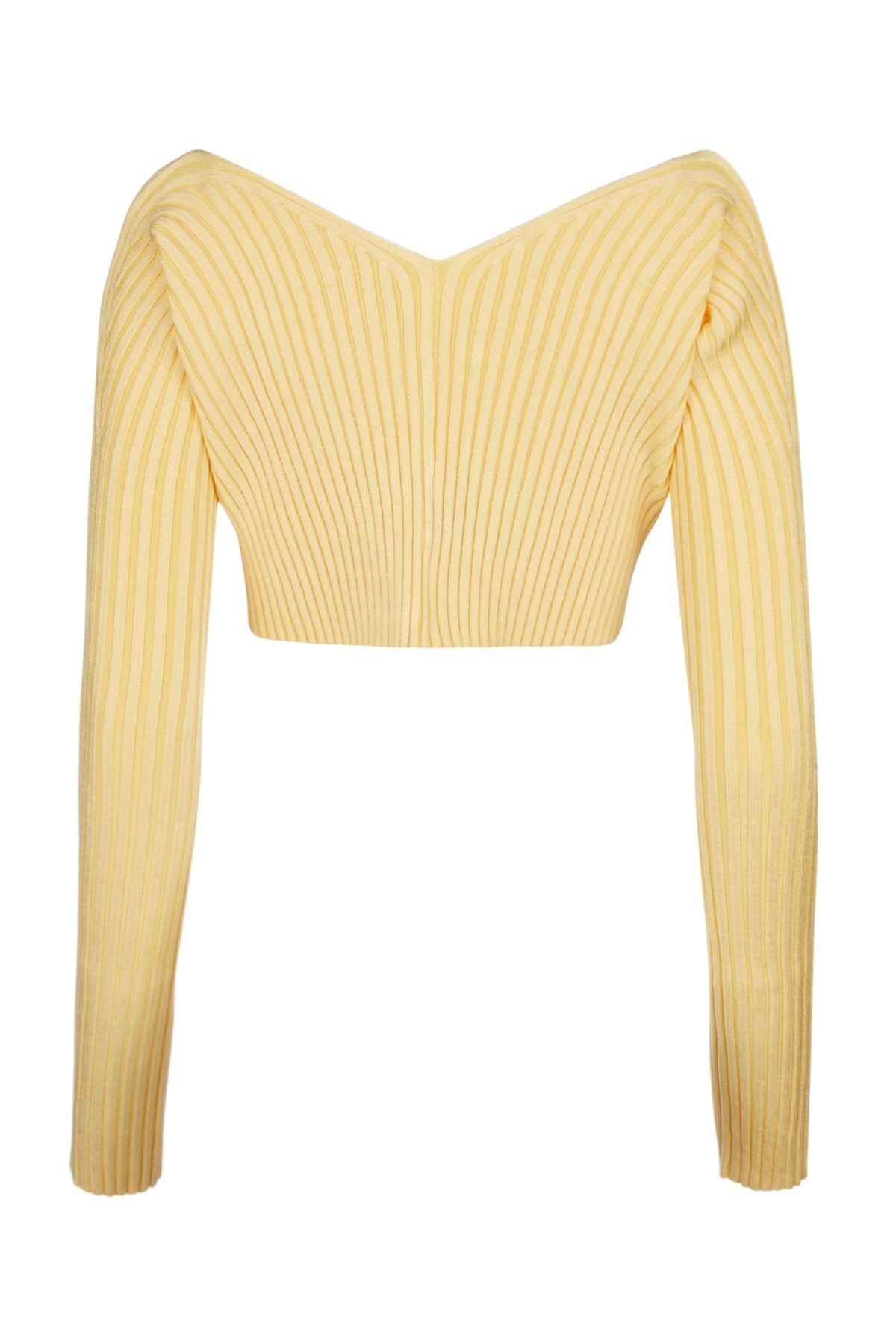 Jacquemus Logo Plaque Cropped Long Sleeve Top In Nude
