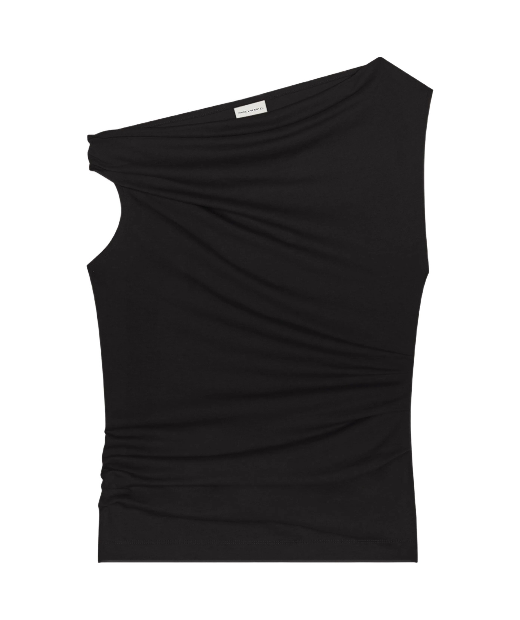 Dries Van Noten Off-the-shoulder Draped Cotton-jersey Top In Black