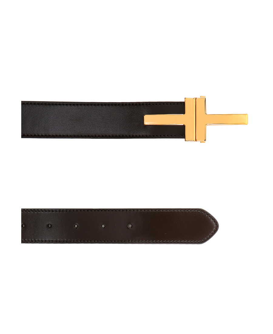 Tom Ford Logo-plaque Leather Belt In Black