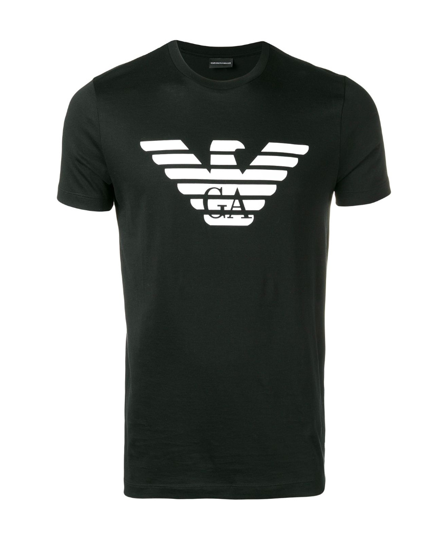 Emporio Armani Black Crewneck T-shirt With Logo Embroidery On The Front In Black