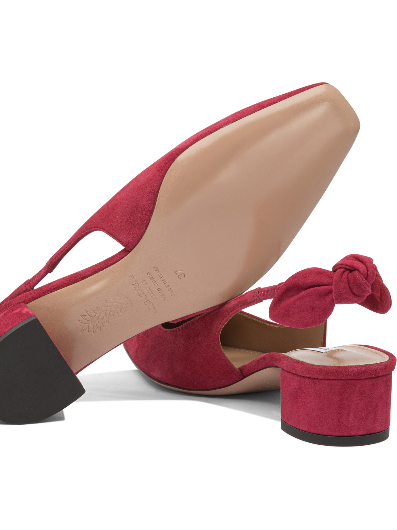 Aquazzura Very Bow Tie 35 Suede Slingback Pumps In Red