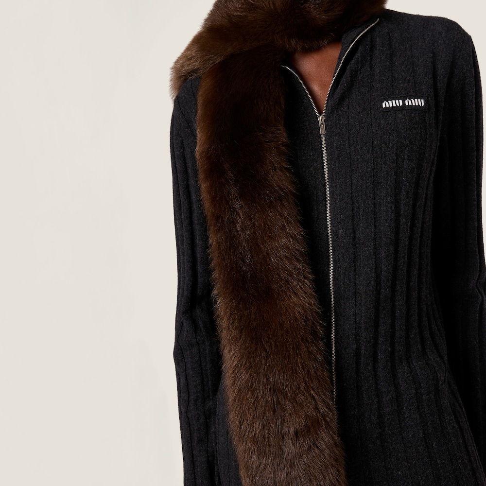 Miu Miu Wool And Cashmere Cardigan In Black