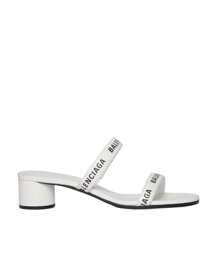 Shop Balenciaga '45mm' Logo-strap Sandals In White/black