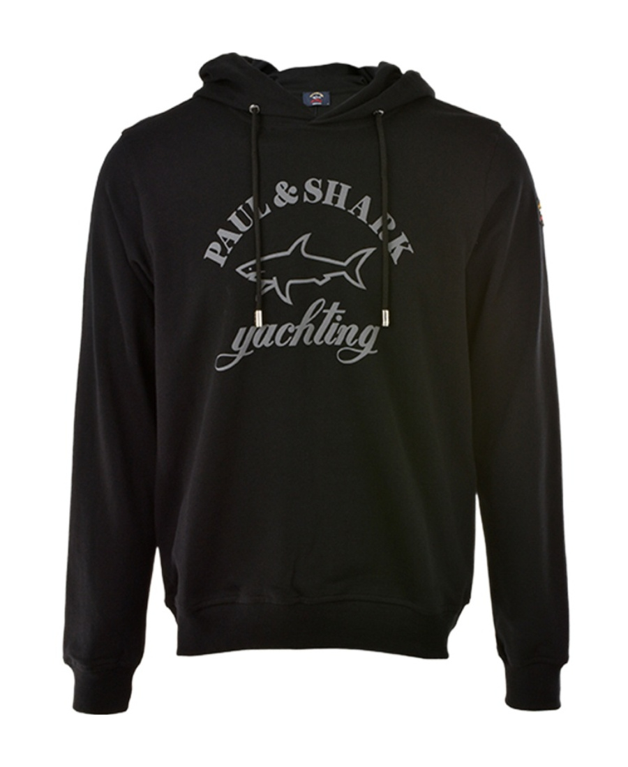 Paul & Shark Hooded Long-sleeved Sweater In Black