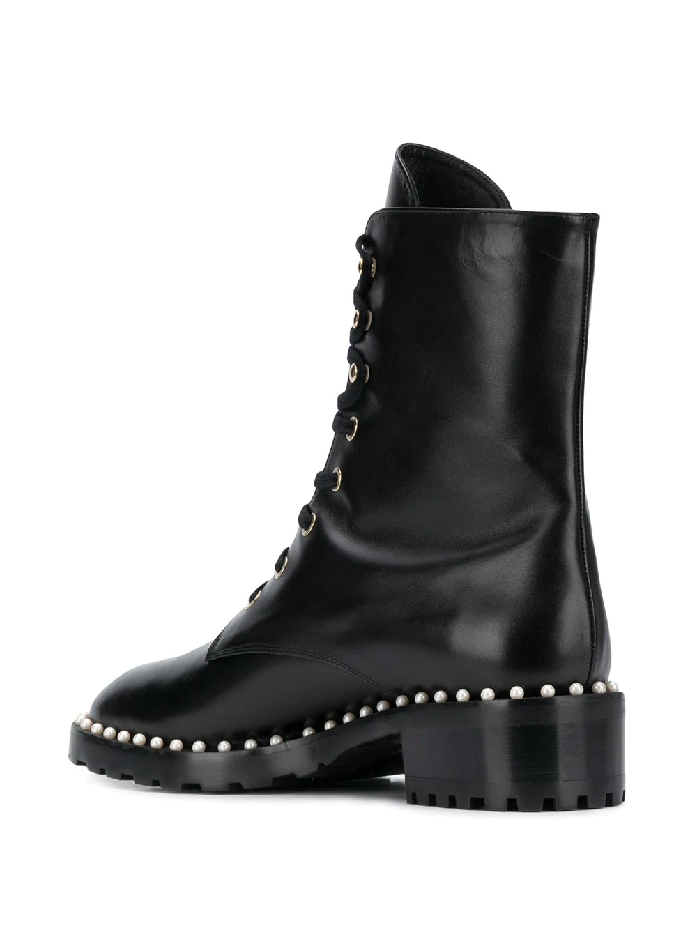 Stuart Weitzman Reverie Leather Lace-up Booties In Black