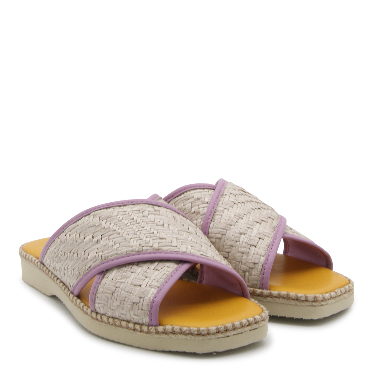Shop Hogan 660 Interwoven-raffia Slides In Nude