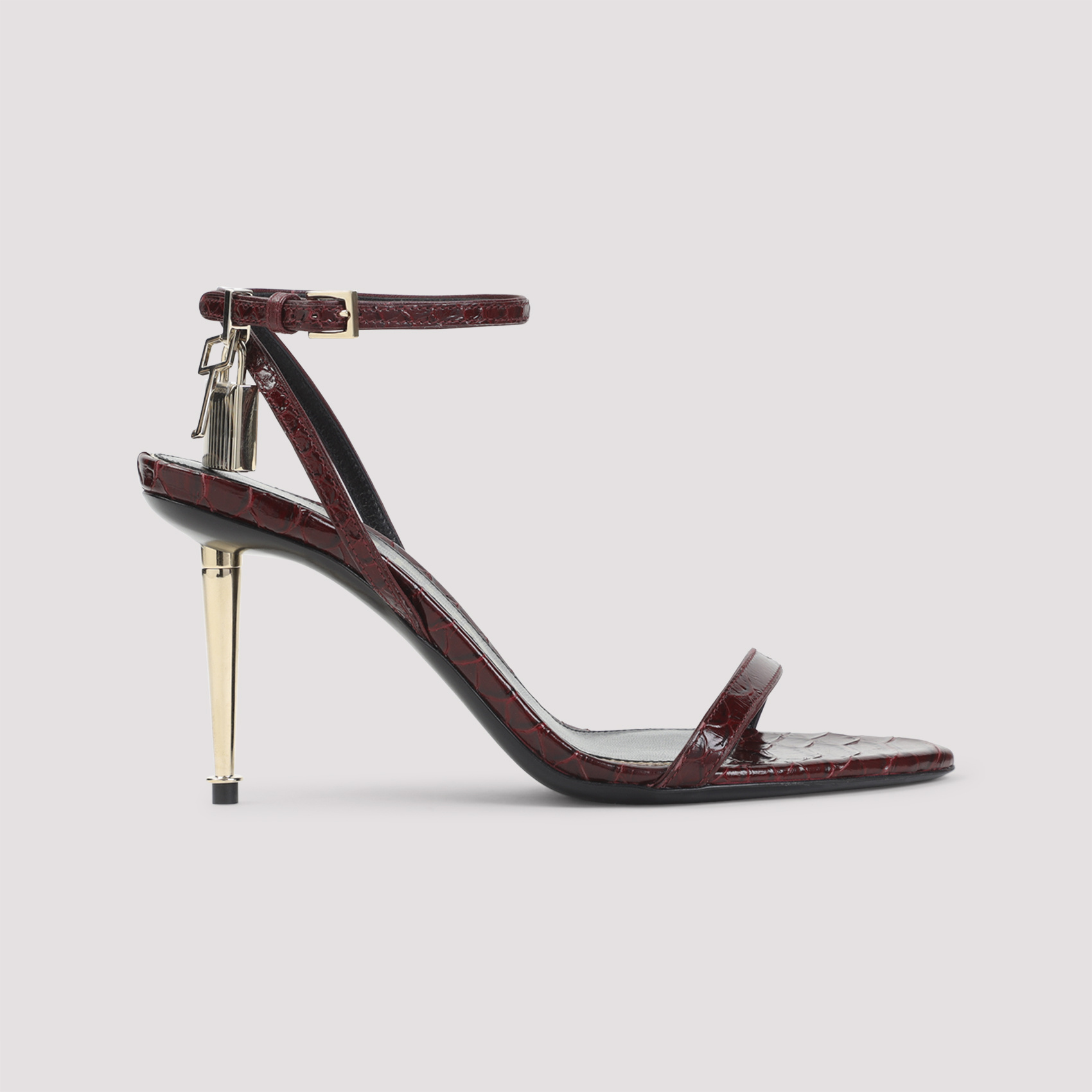 Tom Ford Padlock 90 Python Print Leather Sandals In Brown