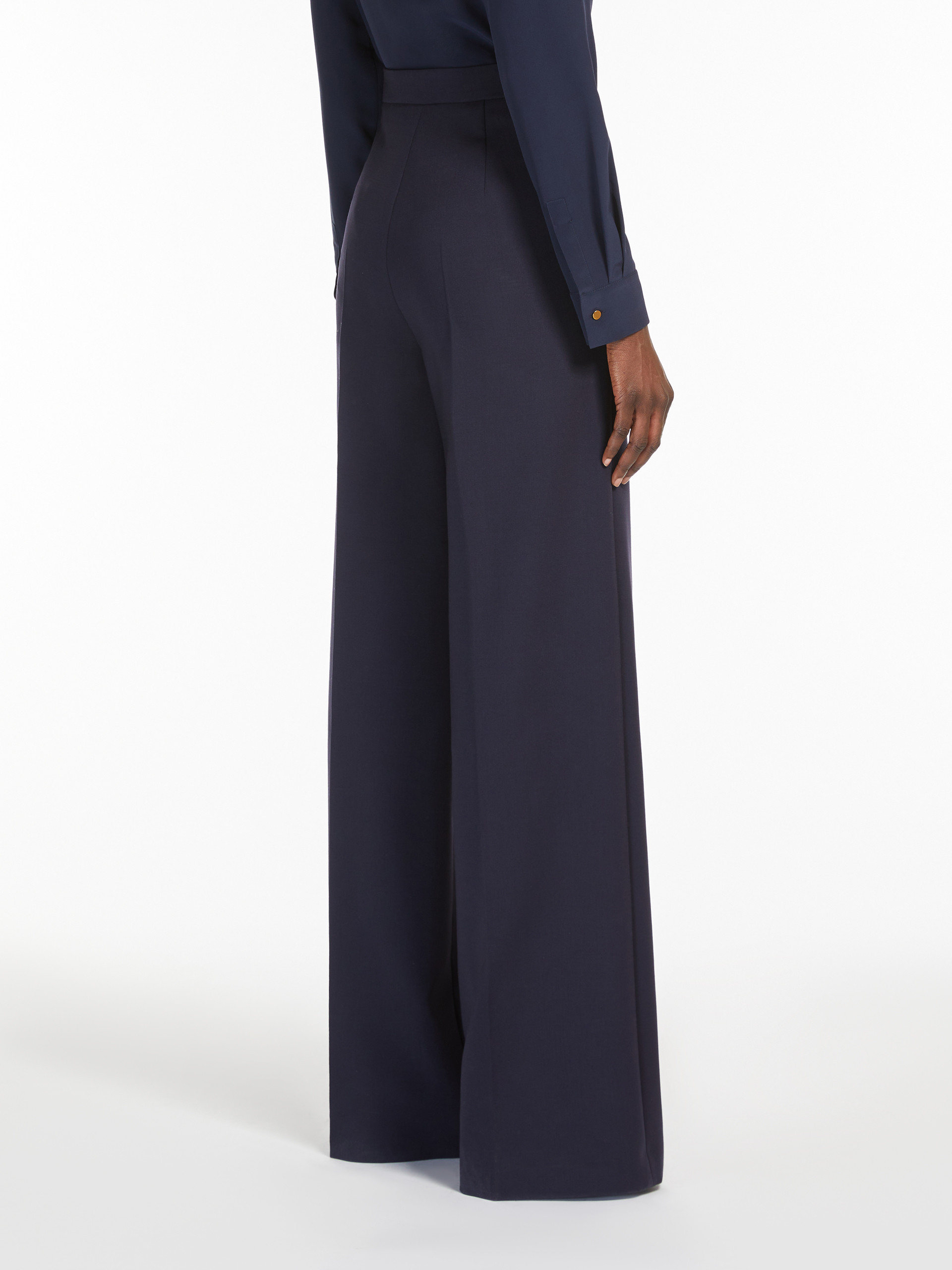 Max Mara Wide-leg Trousers With Tailored Silhouette In Blue