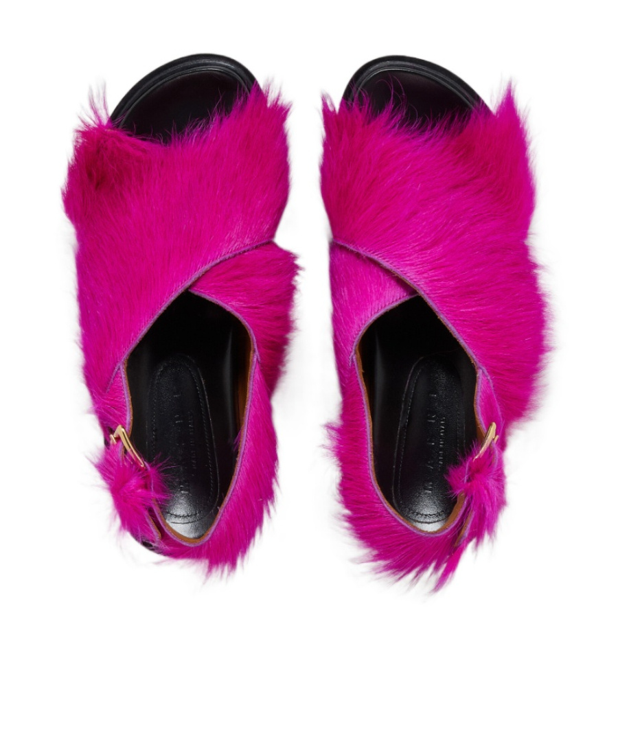 Marni Fussbett Shaggy Comfort Slingback Sandals In Red