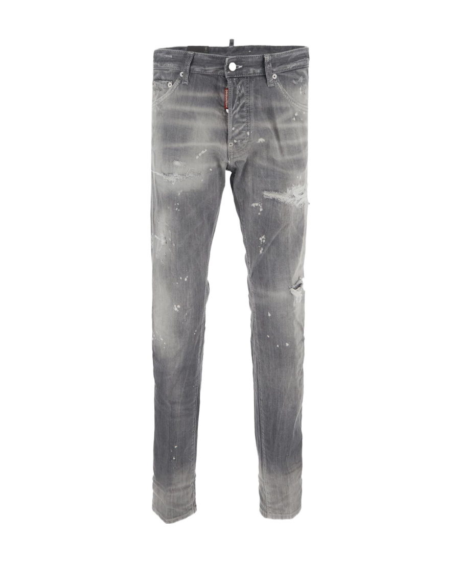 Dsquared2 Distressed Ripped Slim-cut Jeans In Gray