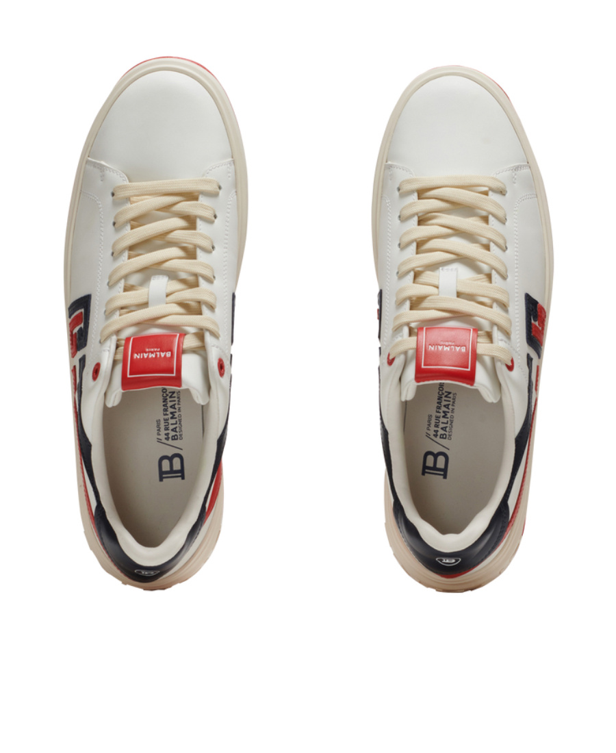 BALMAIN B-COURT MID-TOP LEATHER TRAINERS