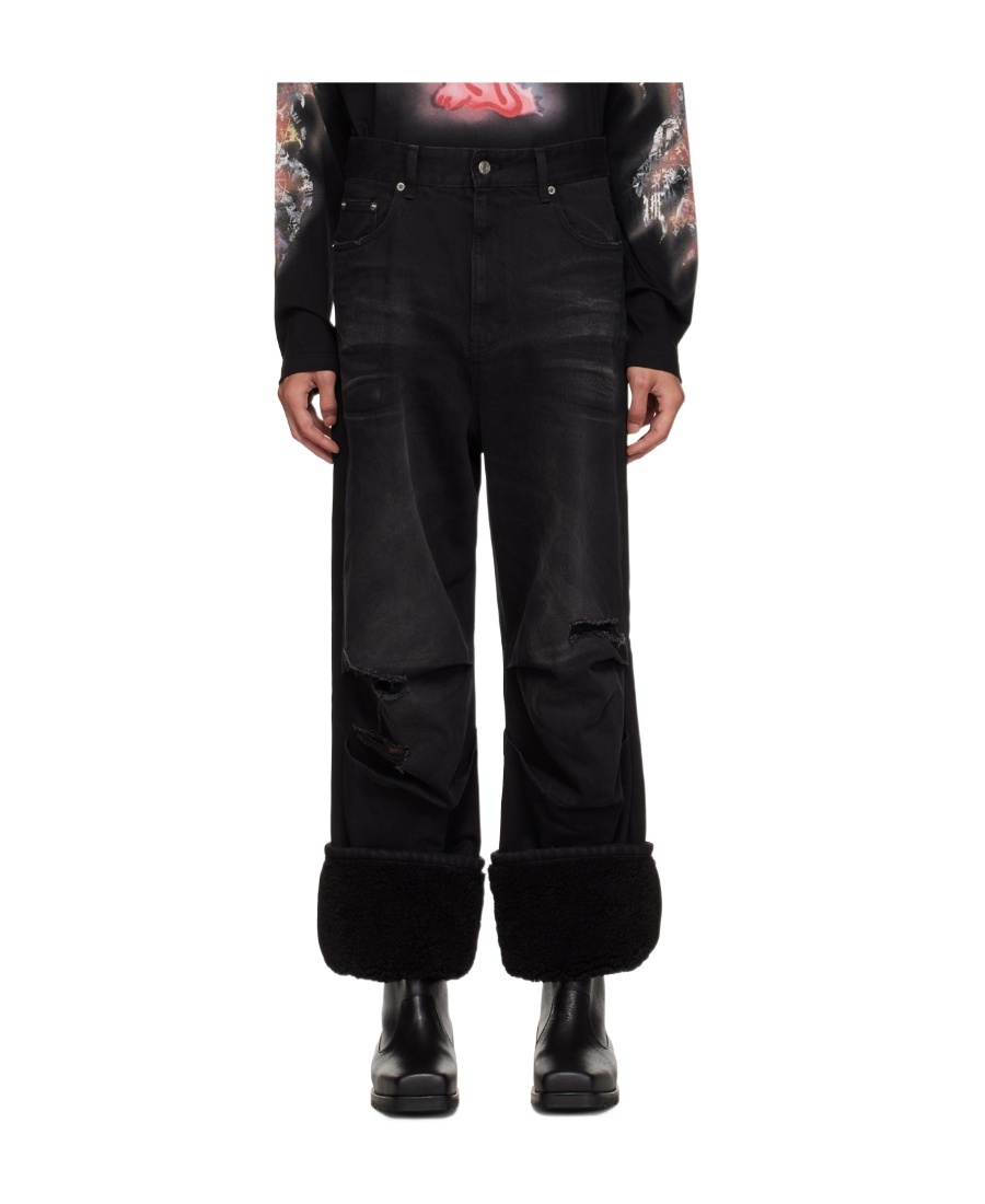 We11 Done Faded And Worn Detail Jeans In Black