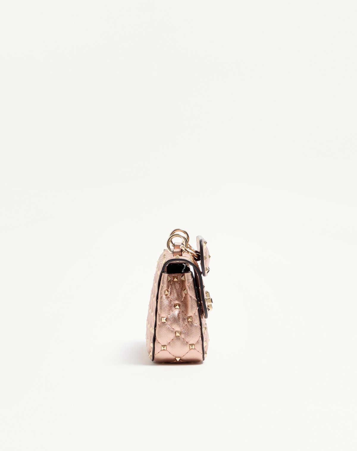 Valentino Small  Garavani Rockstud Spike Bag In Laminated Nappa In Pink