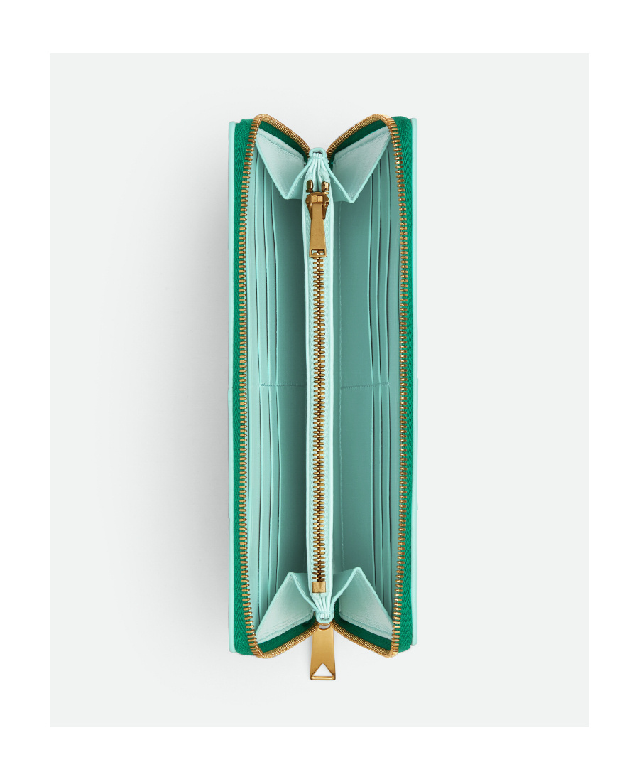Bottega Veneta Box Zipper Wallet In Green