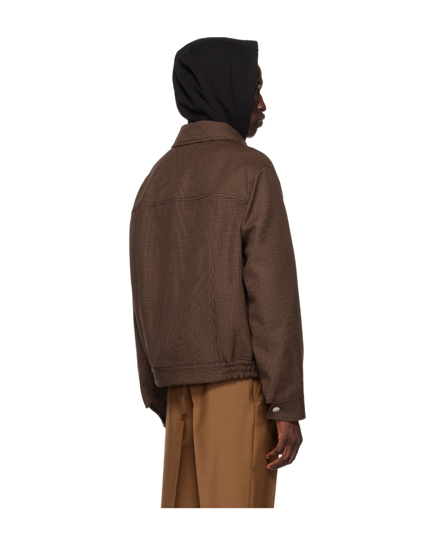 Versace Wool Check-pattern Shirt Jacket In Brown