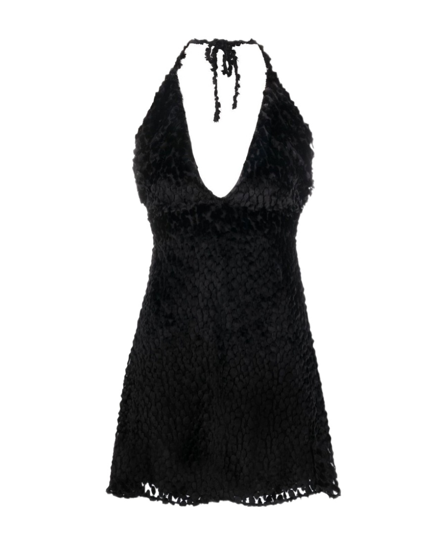 Saint Laurent Halterneck Minidress In Black