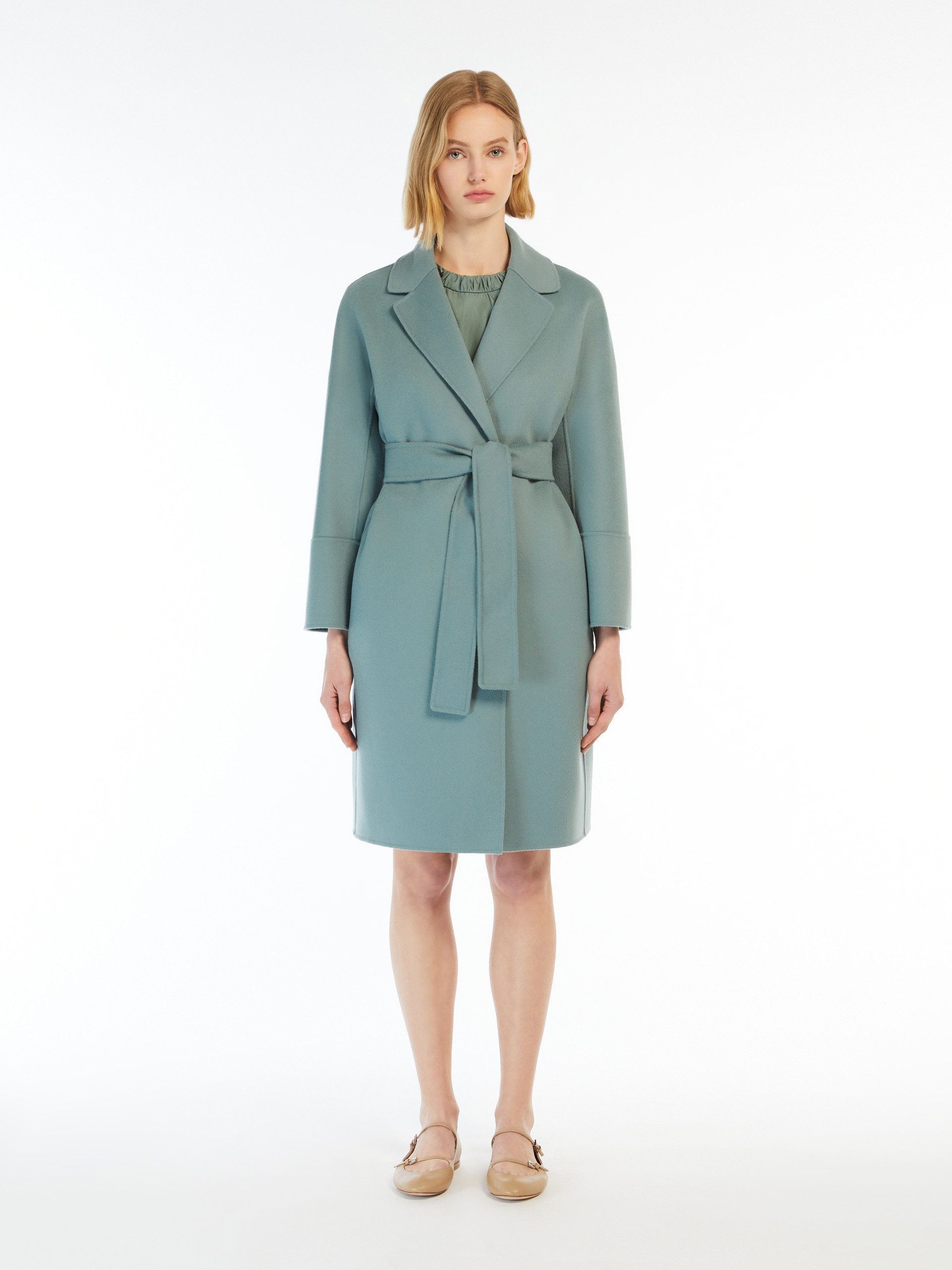 Max Mara Long-sleeved Coat In Green