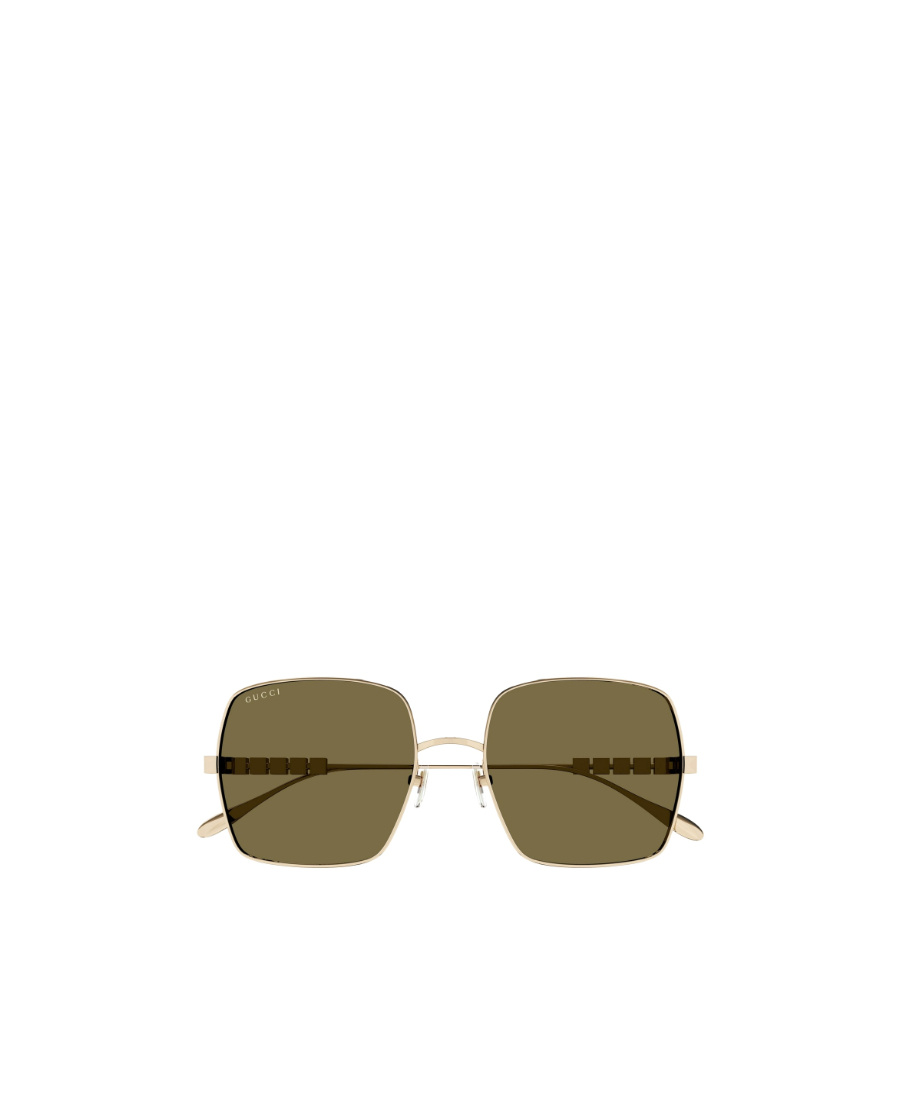 Gucci Lettering-detail Square-frame Sunglasses In Nude