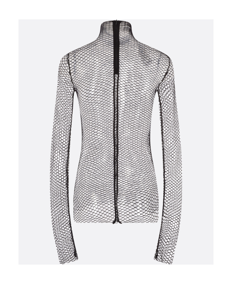 Red Valentino Sam Mesh Long-sleeved Blouse In Gray