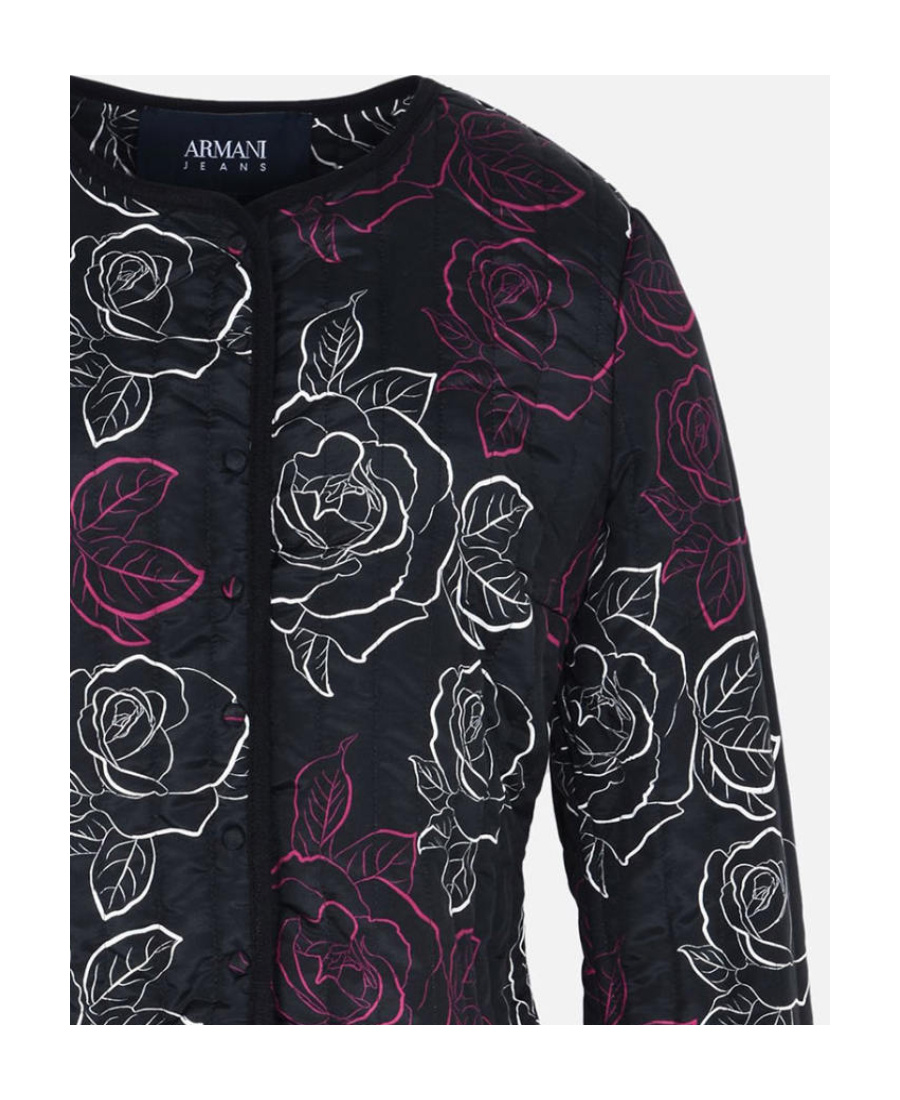 Shop Armani Jeans Printed Pattern Casual Jacket In Black