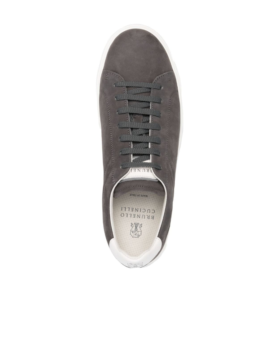 Brunello Cucinelli Nubuck-leather Low-top Sneakers In Black