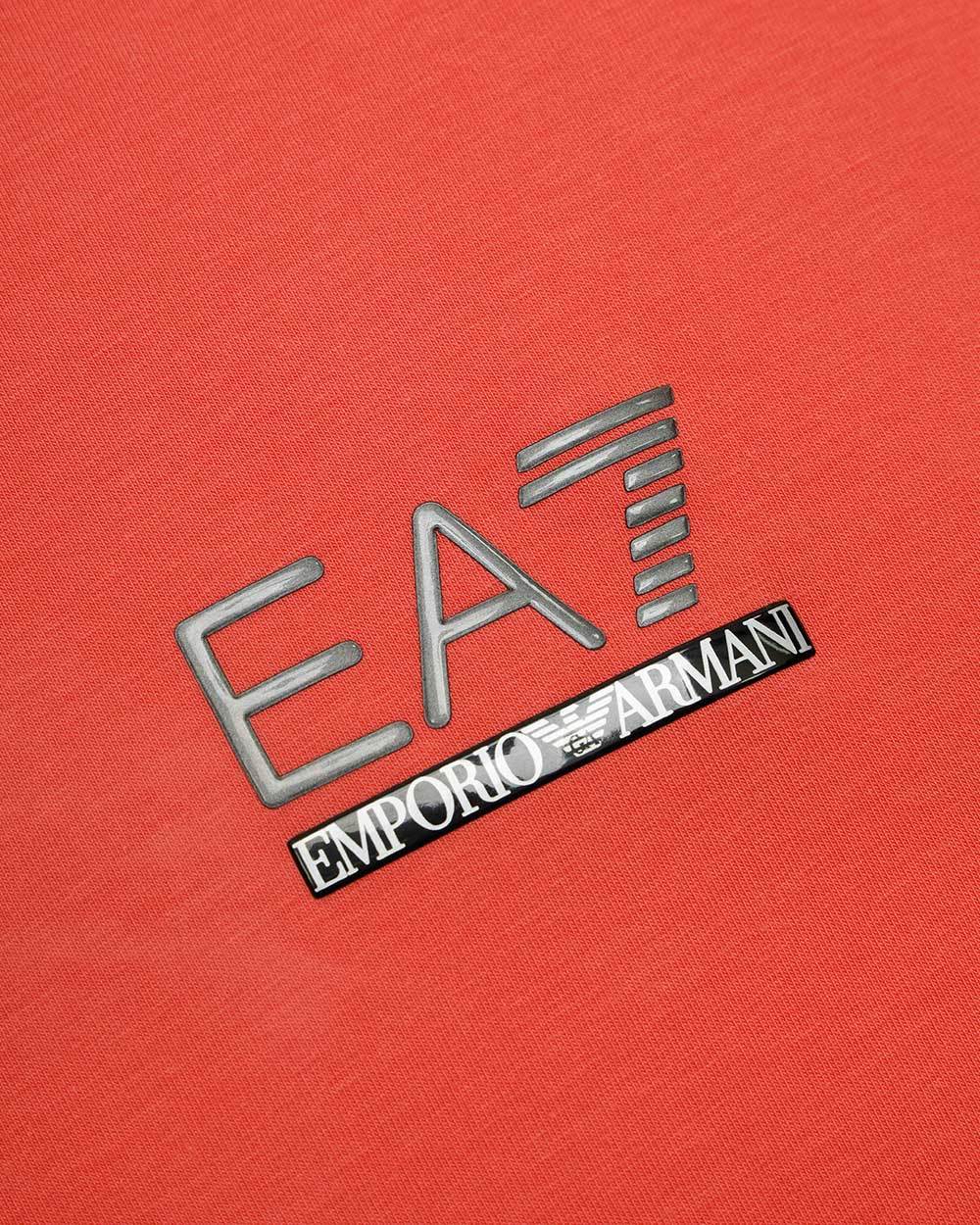 Ea7 Logo Lapel Polo Shirt In Red