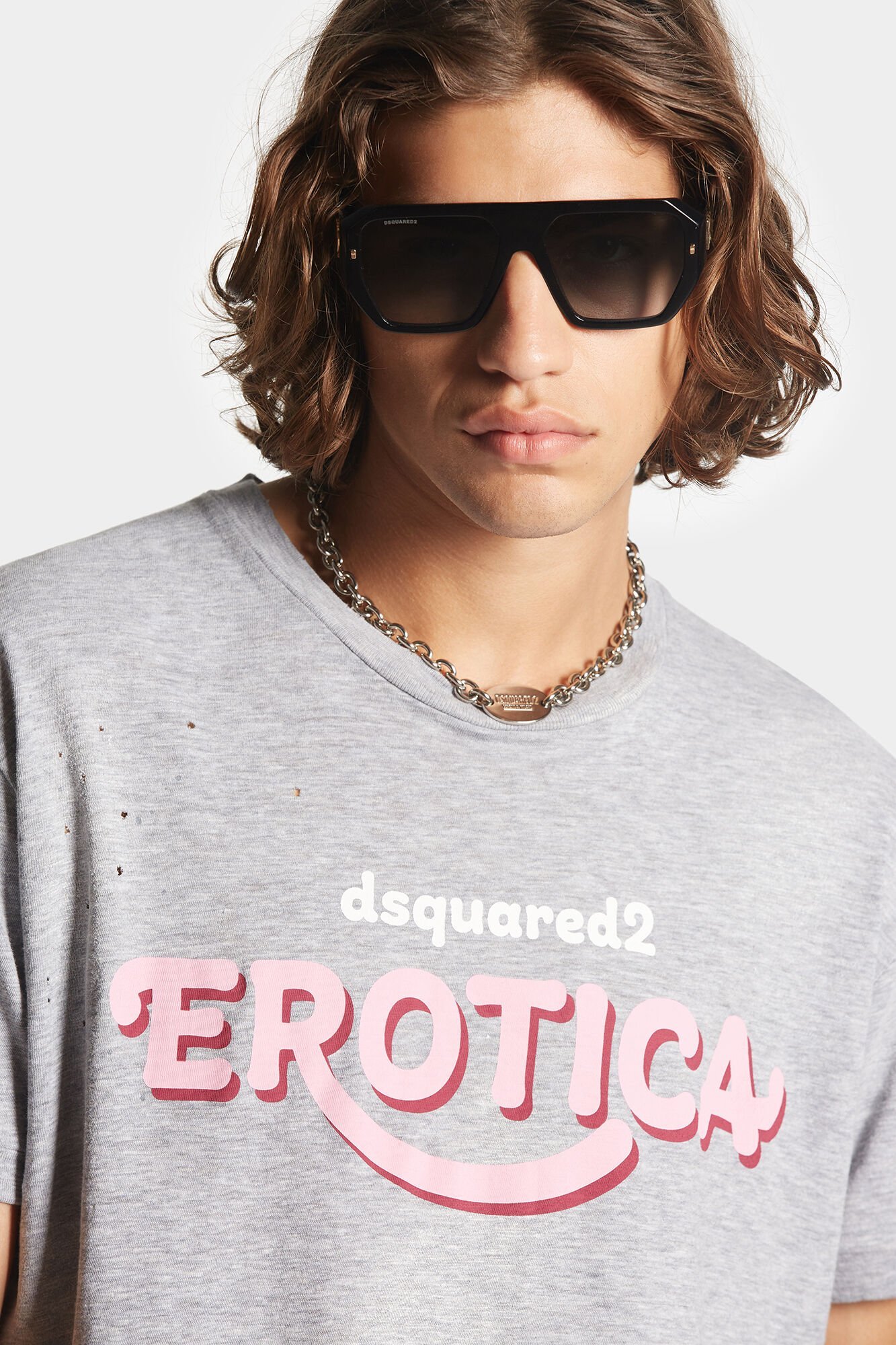 Dsquared2 Crew Neck Jersey T-shirt With Distressed Effect In Gray