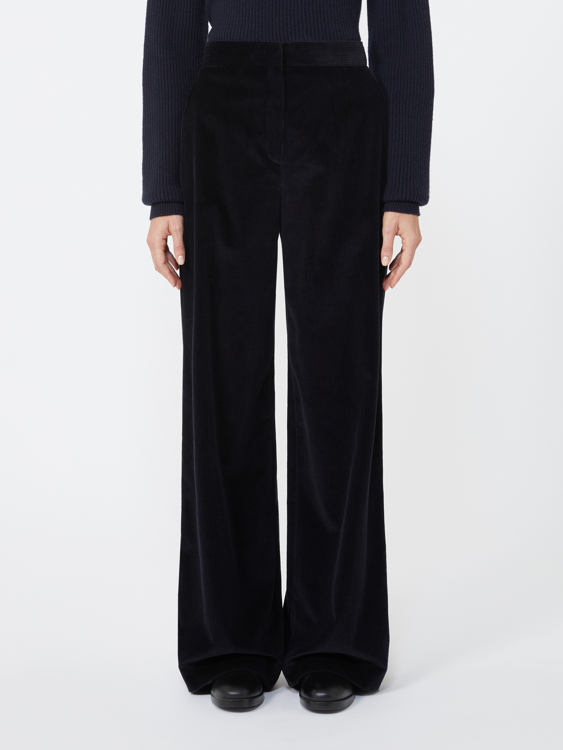 Max Mara Flared Velvet Trousers In Black