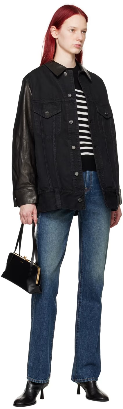 Shop Khaite Spliced Denim Coat In Black