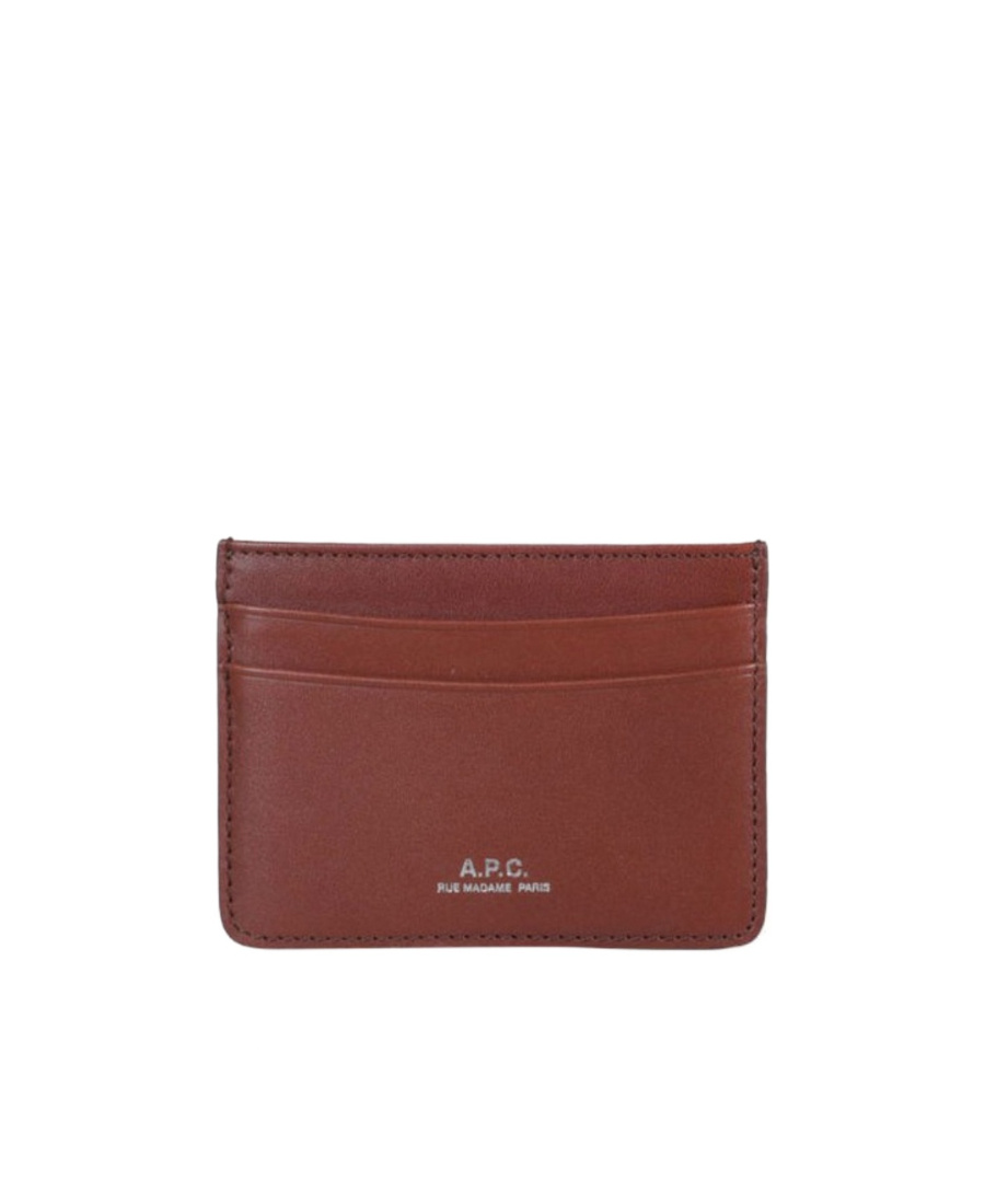 Apc A.p.c. Men Brown Leather Card Holder In Brown