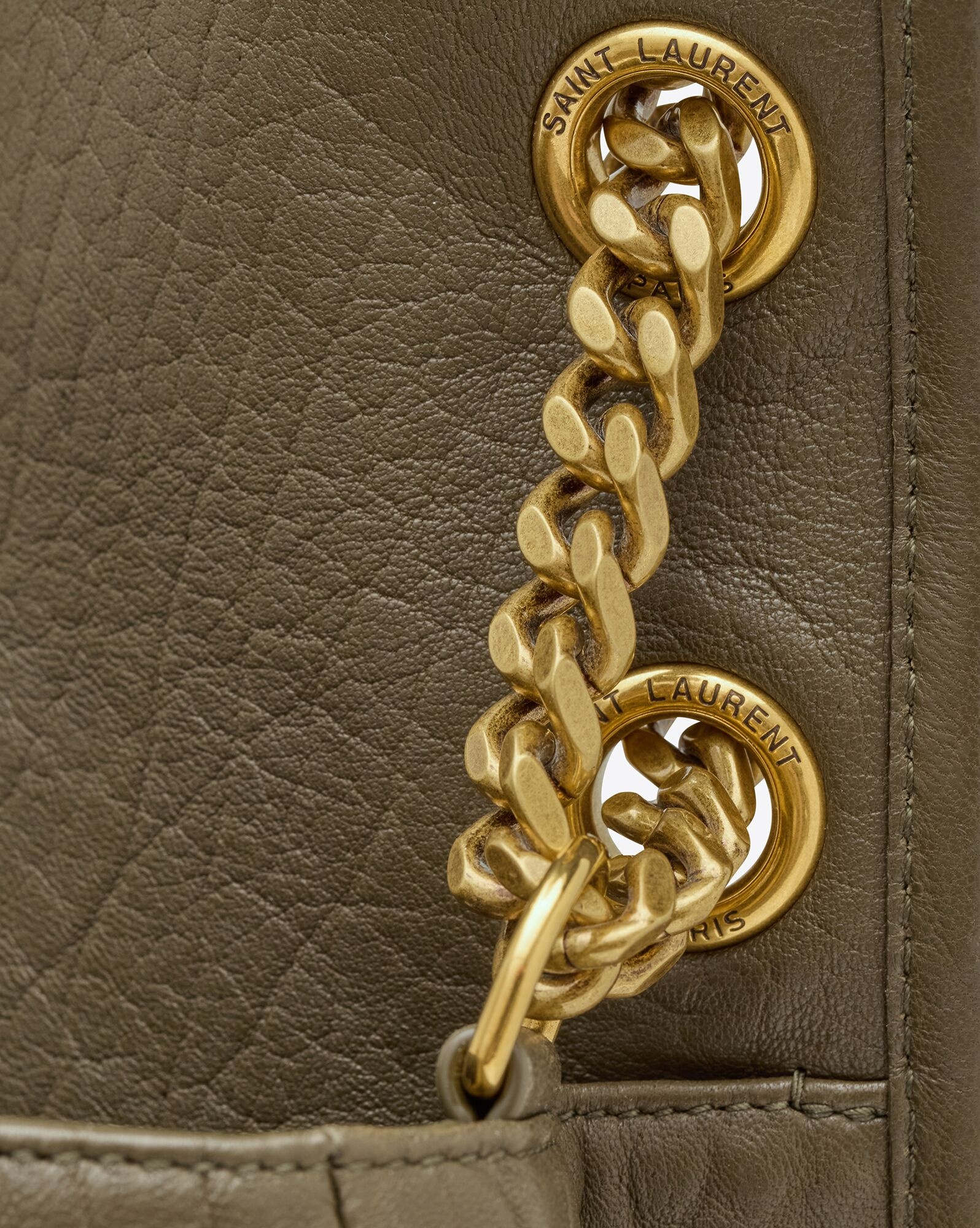 Saint Laurent Niki Large Grain Shoulder Bag In Green