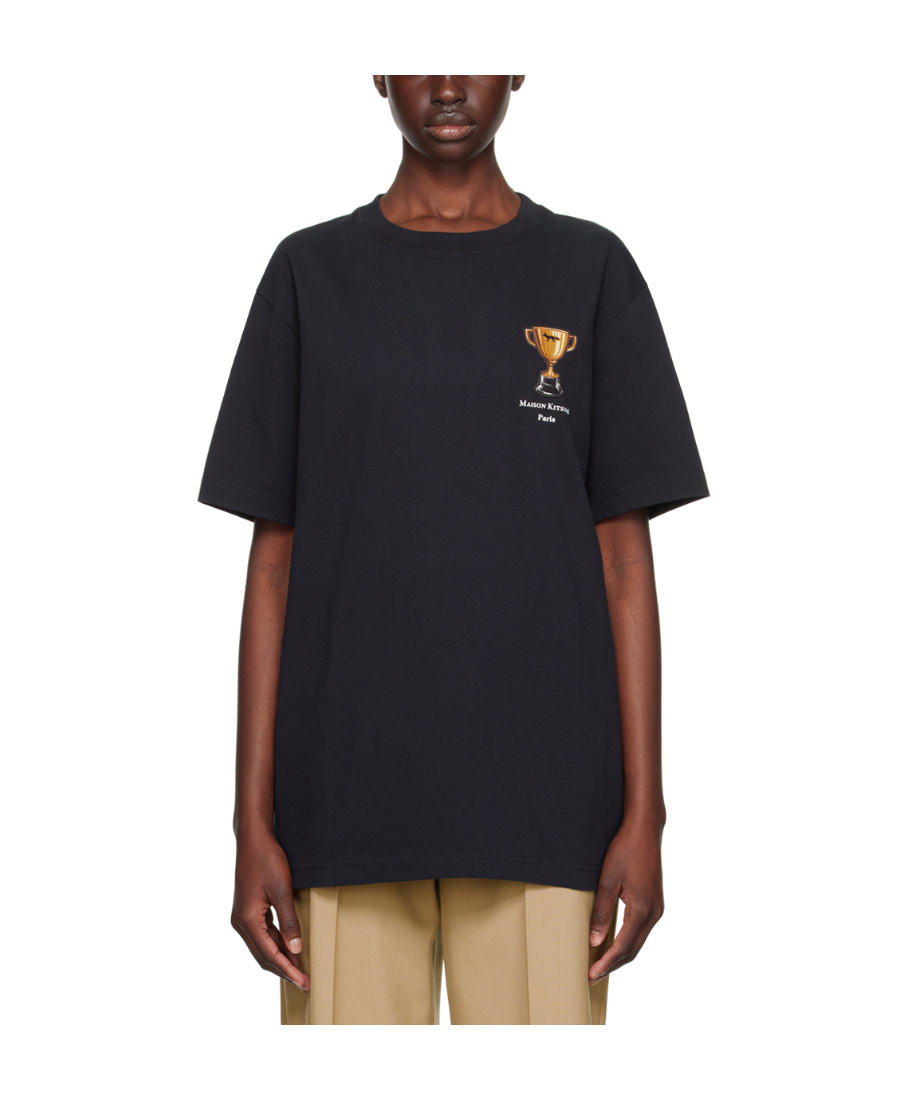 MAISON KITSUNÉ TROPHY PATTERN ROUND COLLAR T-SHIRT 