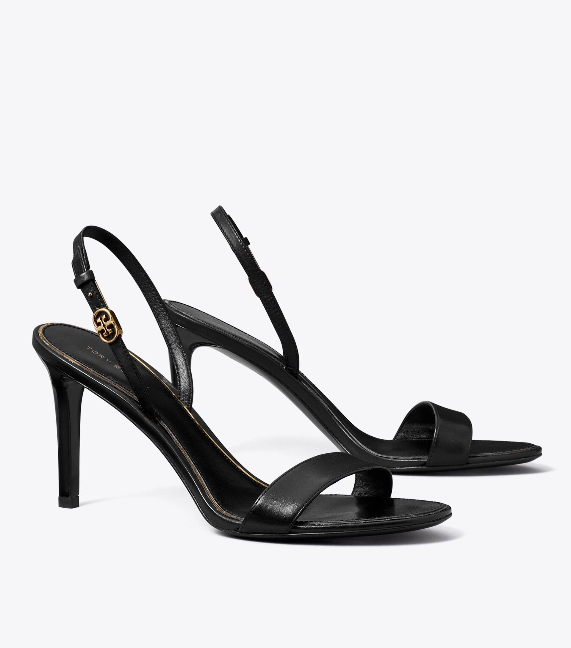 Tory Burch Double T-button High-heeled Sandals In Black
