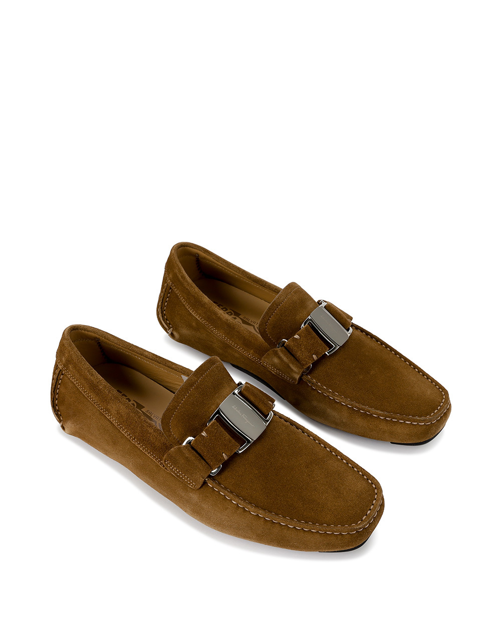 Ferragamo Buckle Business Casual Shoes In Brown