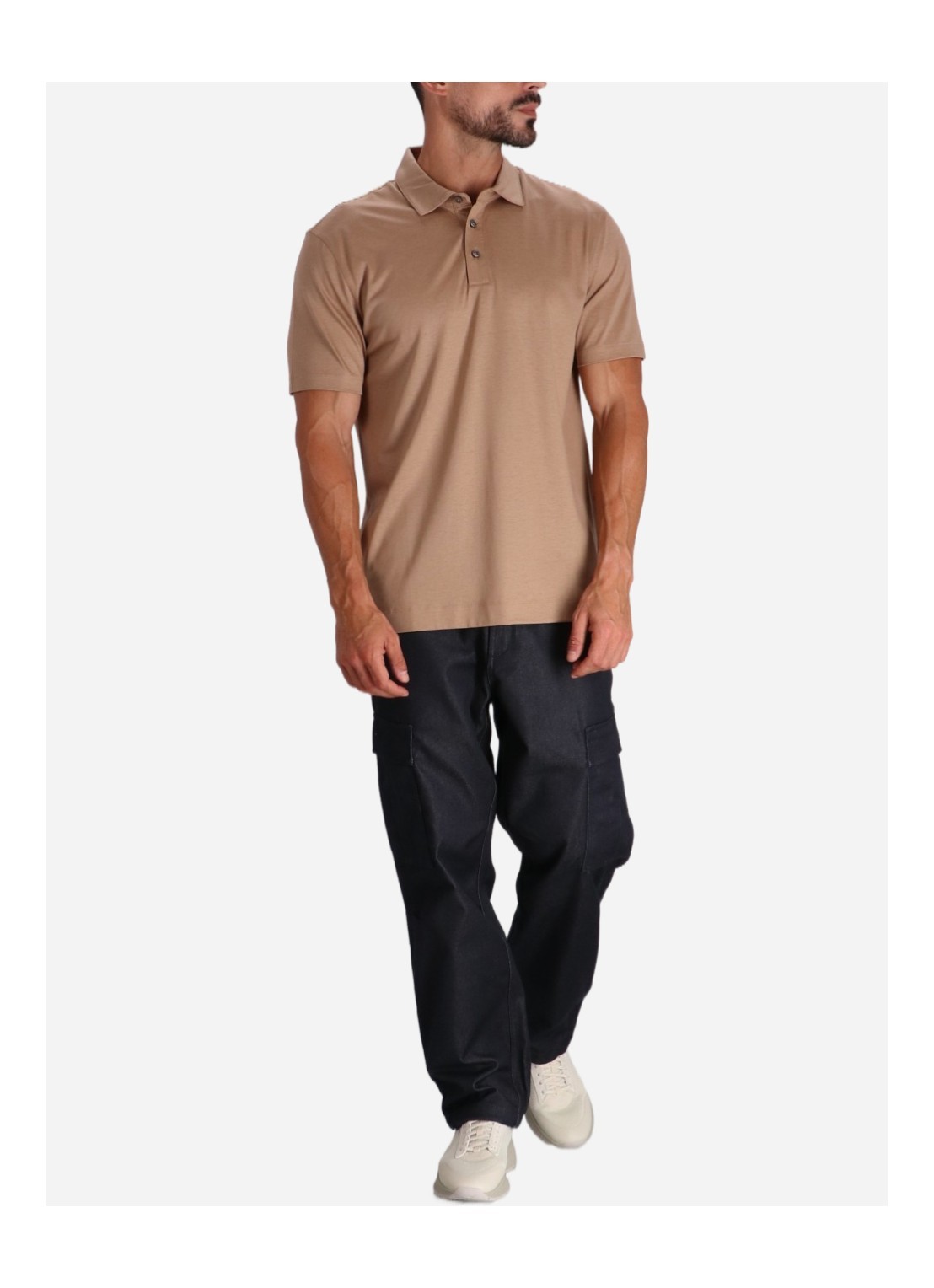 Hugo Boss Regular-fit Polo Shirt In Cotton And Silk In Nude