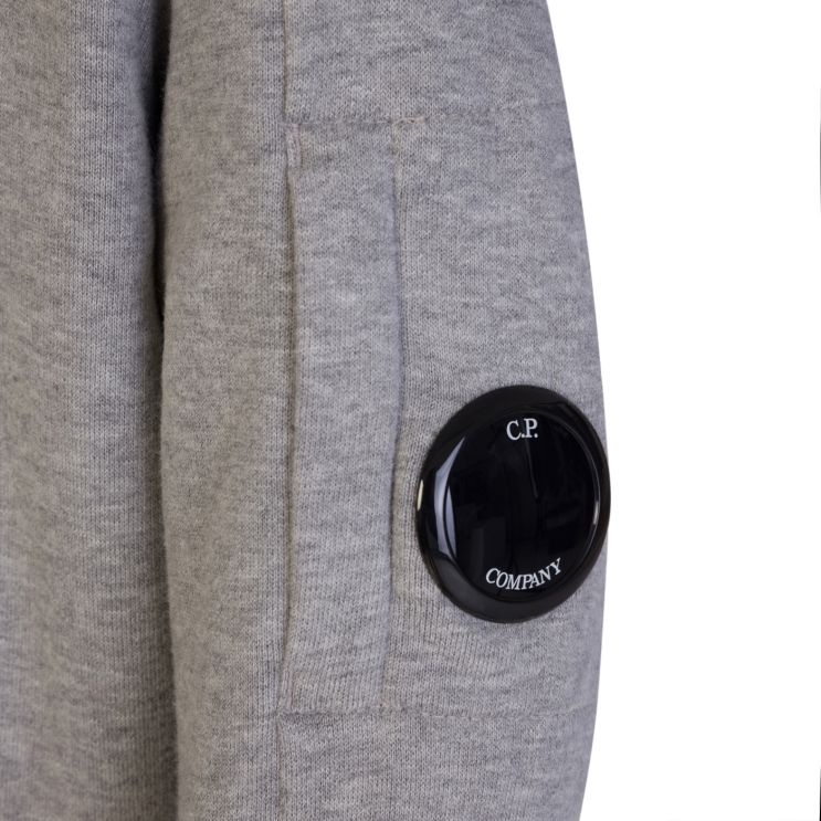C.p. Company Logo Logo Hooded Sweater In Gray