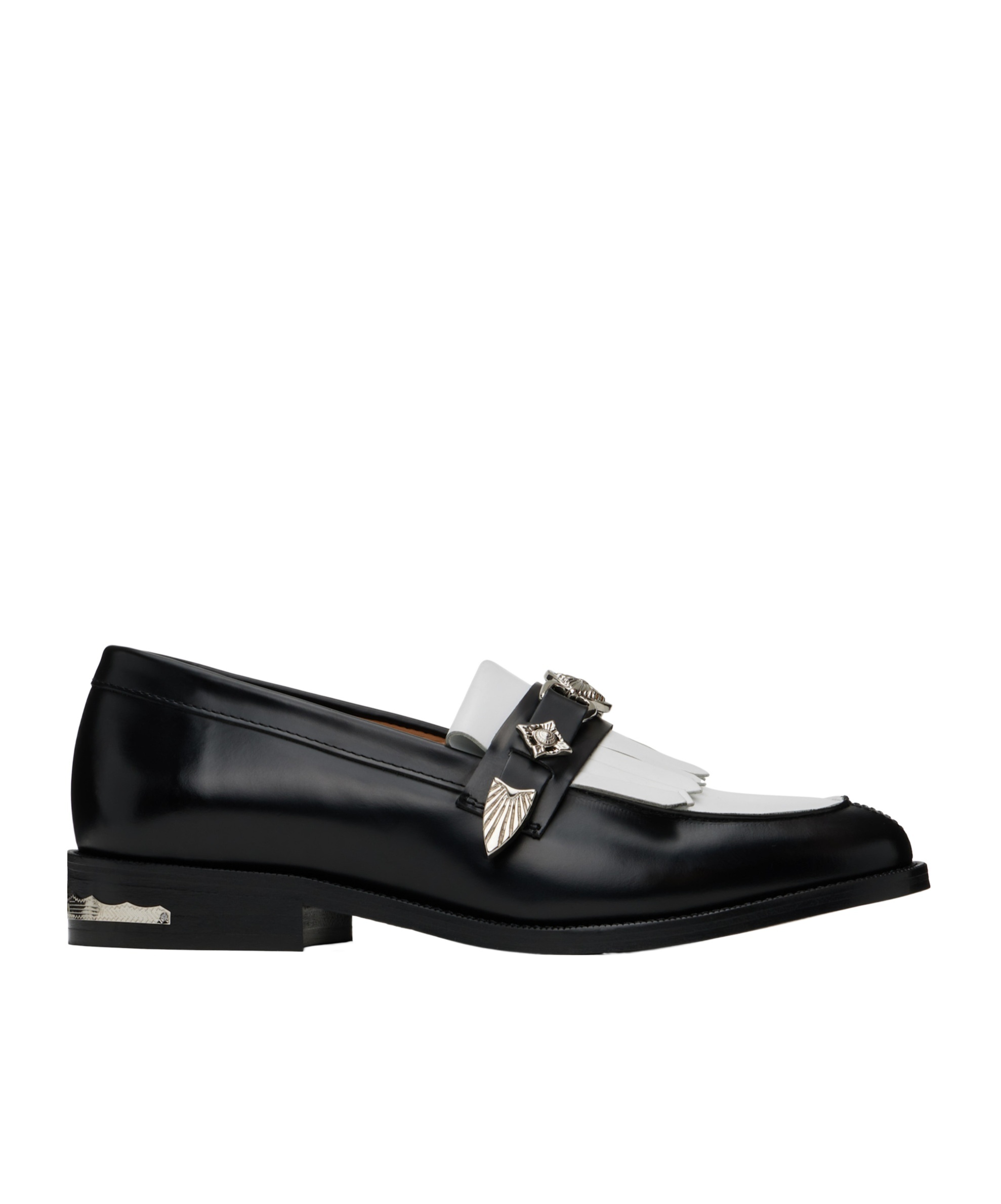 Toga Virilis Plaque-detailing Two-tone Loafers In Black
