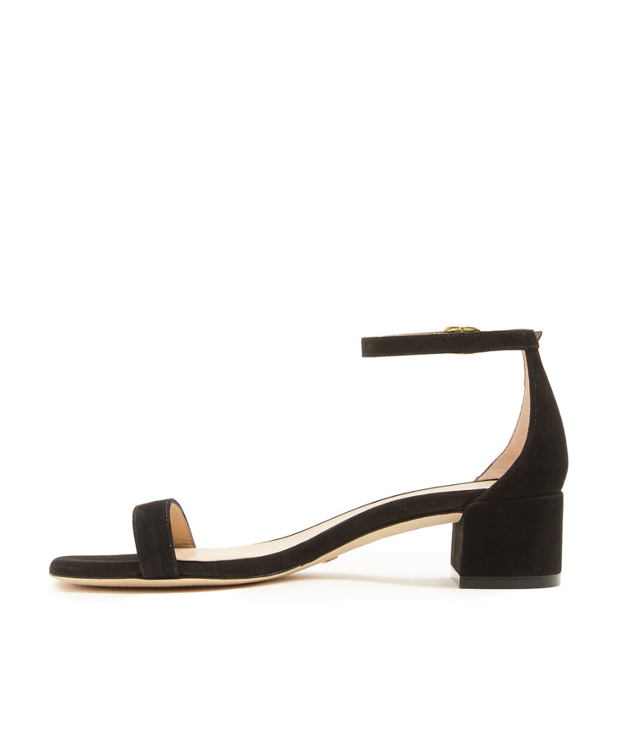 Stuart Weitzman Black Leather Sandals In Black