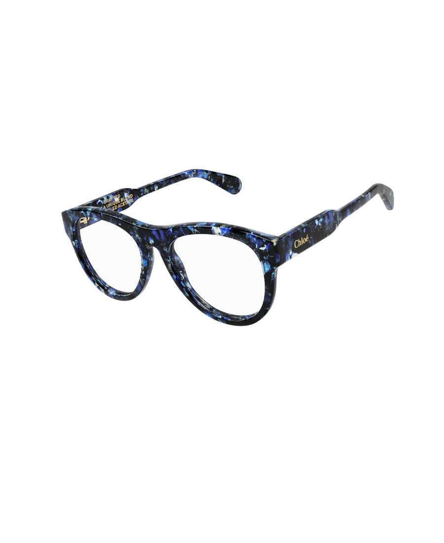 Chloé Logo-print Round-frame Glasses In Black