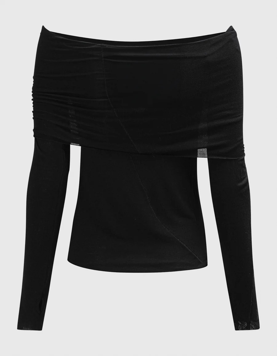 Thom Krom Off-shoulder Longsleeve In Black