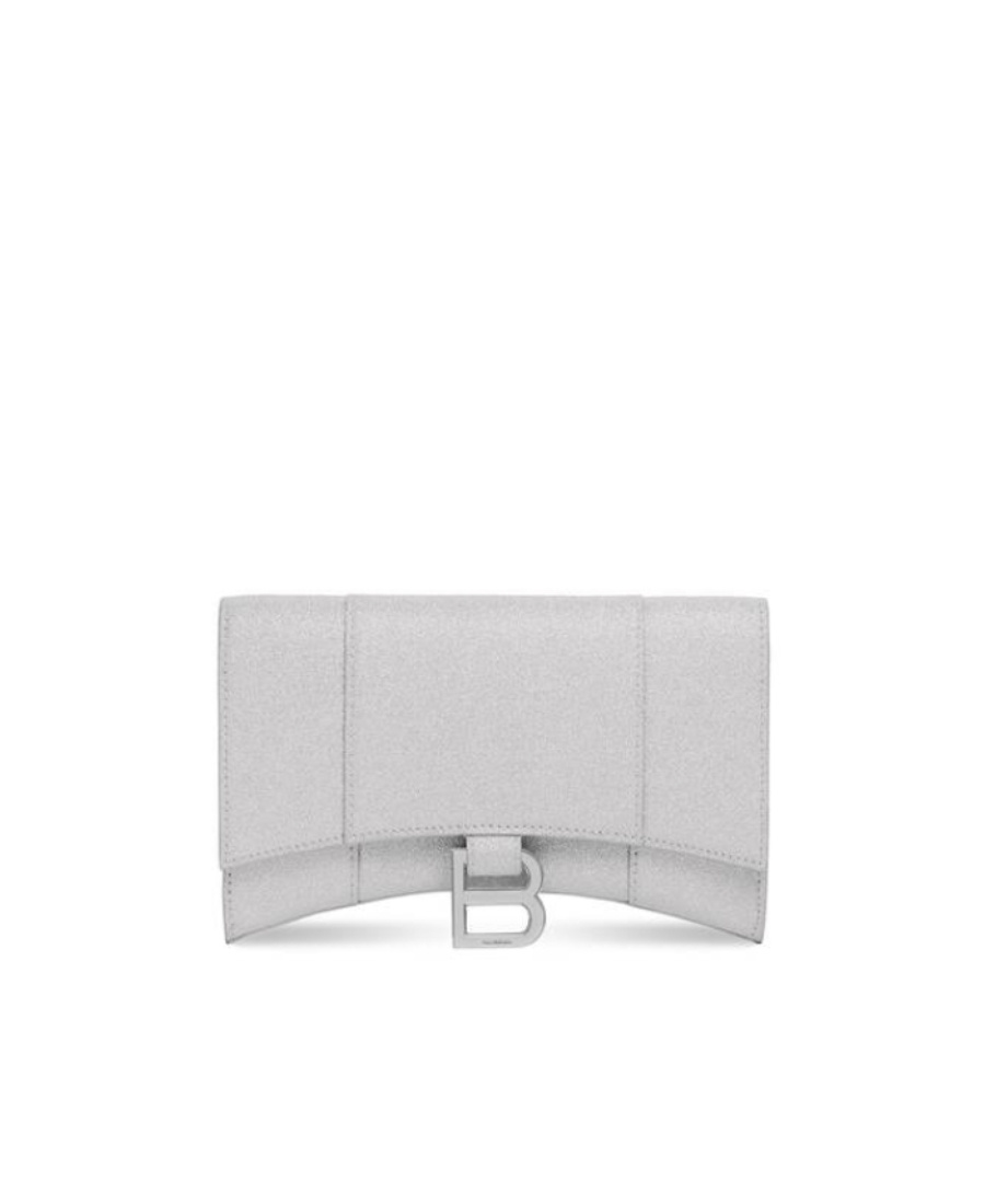 Balenciaga Xs Hourglass Wallet Shoulder Bag In White