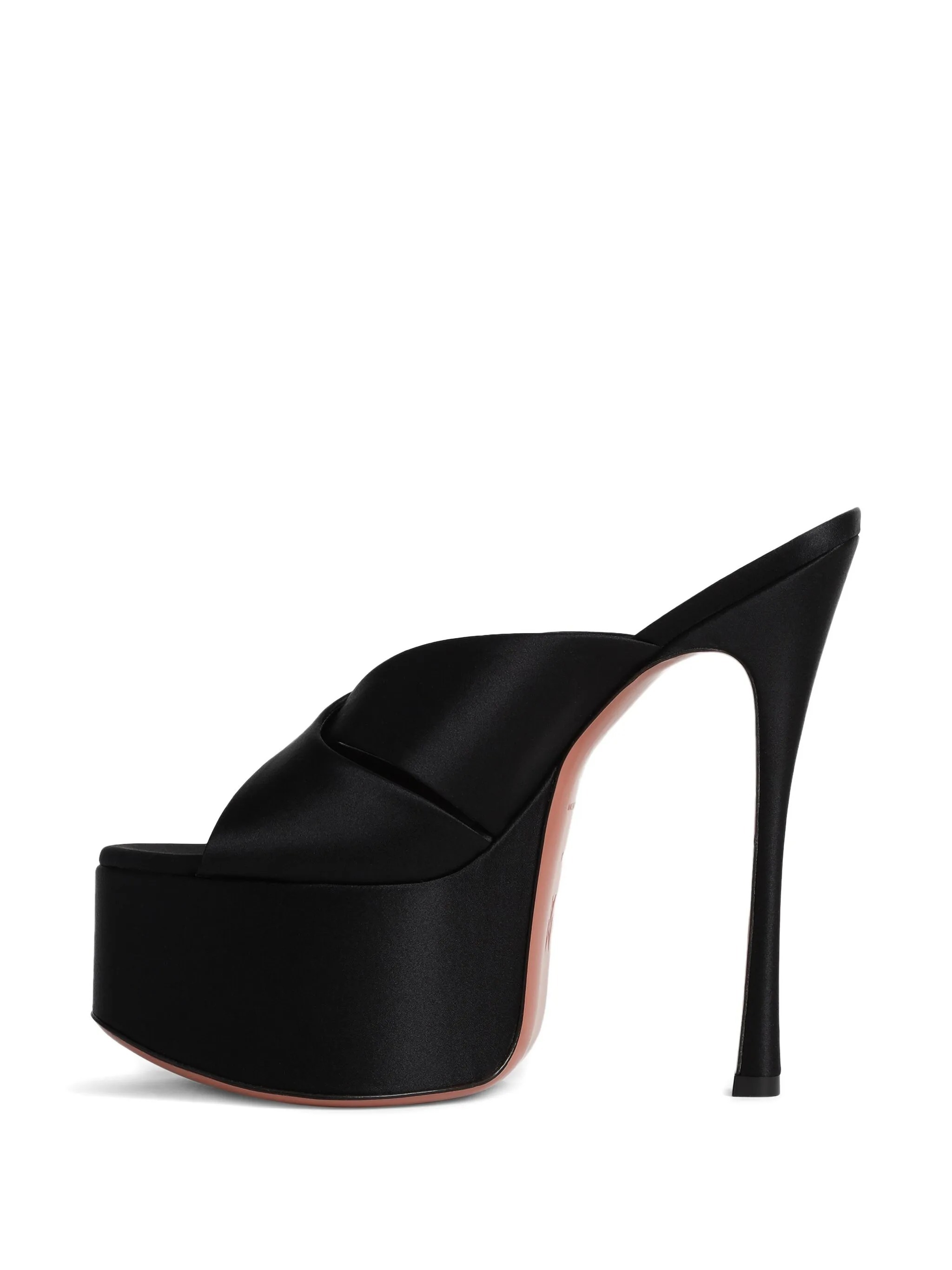 Amina Muaddi Round Toe High Heel Sandals In Black