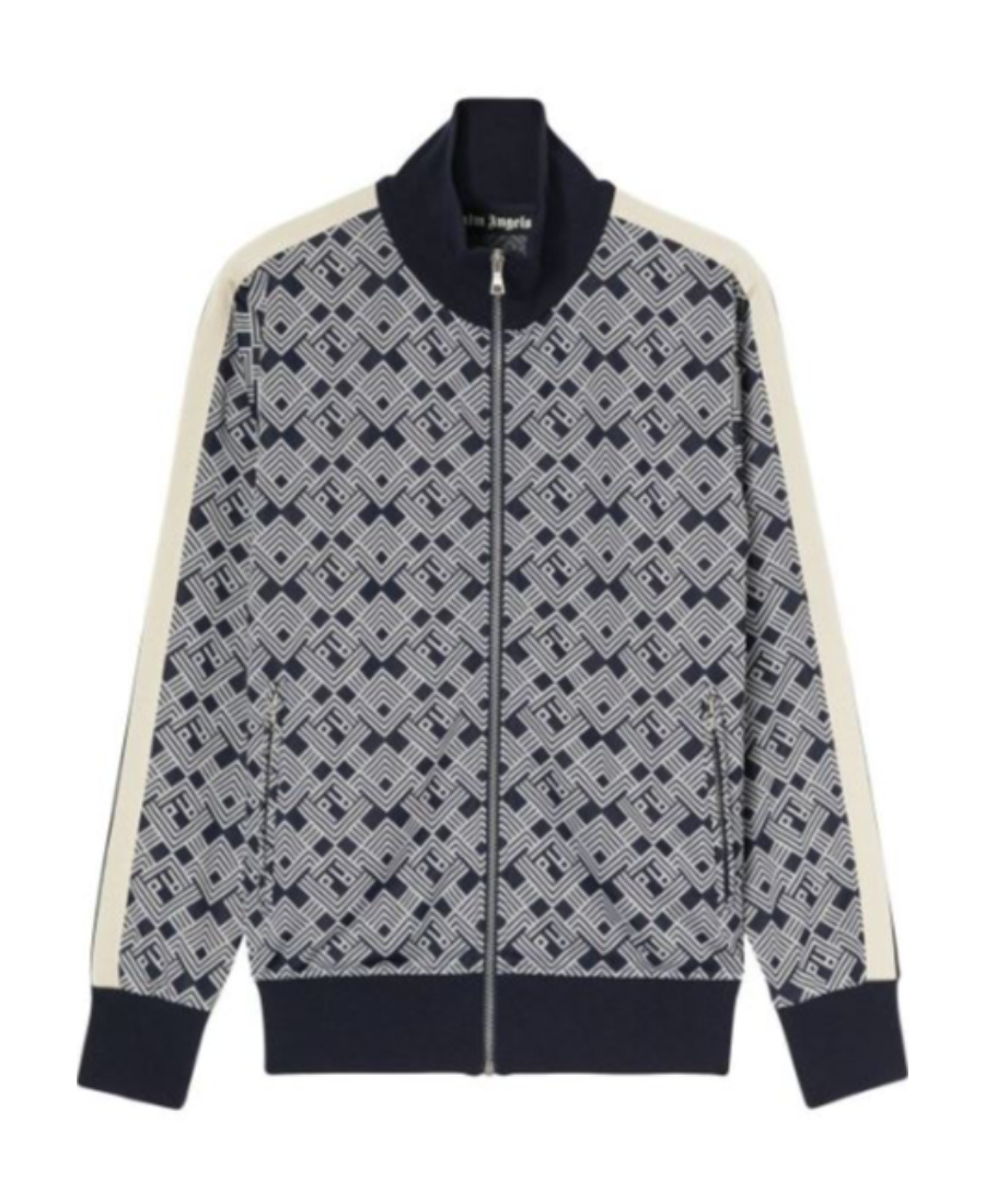 Palm Angels Stripe-jacquard Jersey Track Jacket In Gray