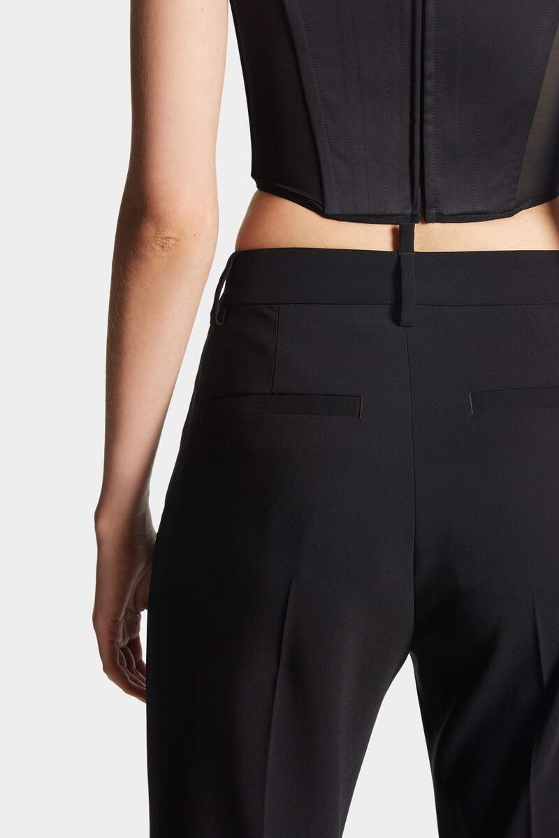 Dsquared2 High-waisted Cotton Straight-leg Trousers In Black