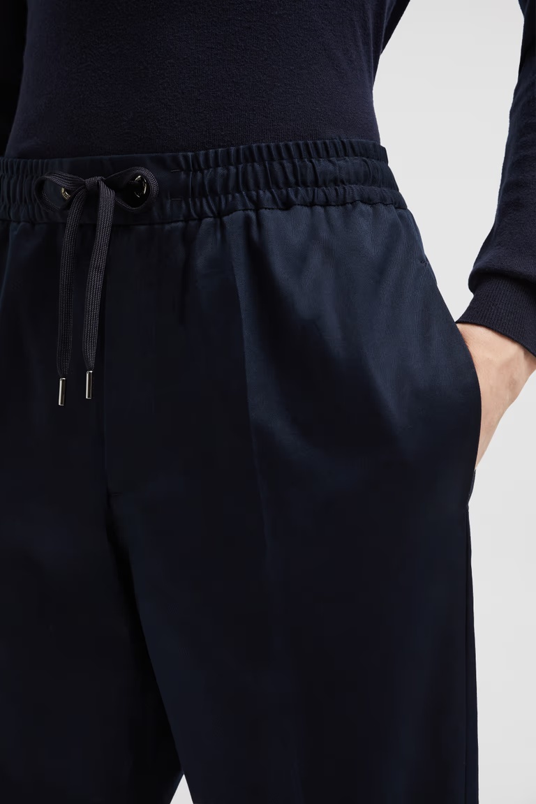 Moncler Cotton Trousers In Blue