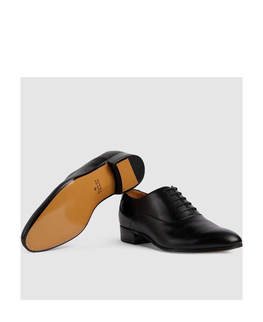 Gucci Men's Adel Double G Leather Oxfords In Black